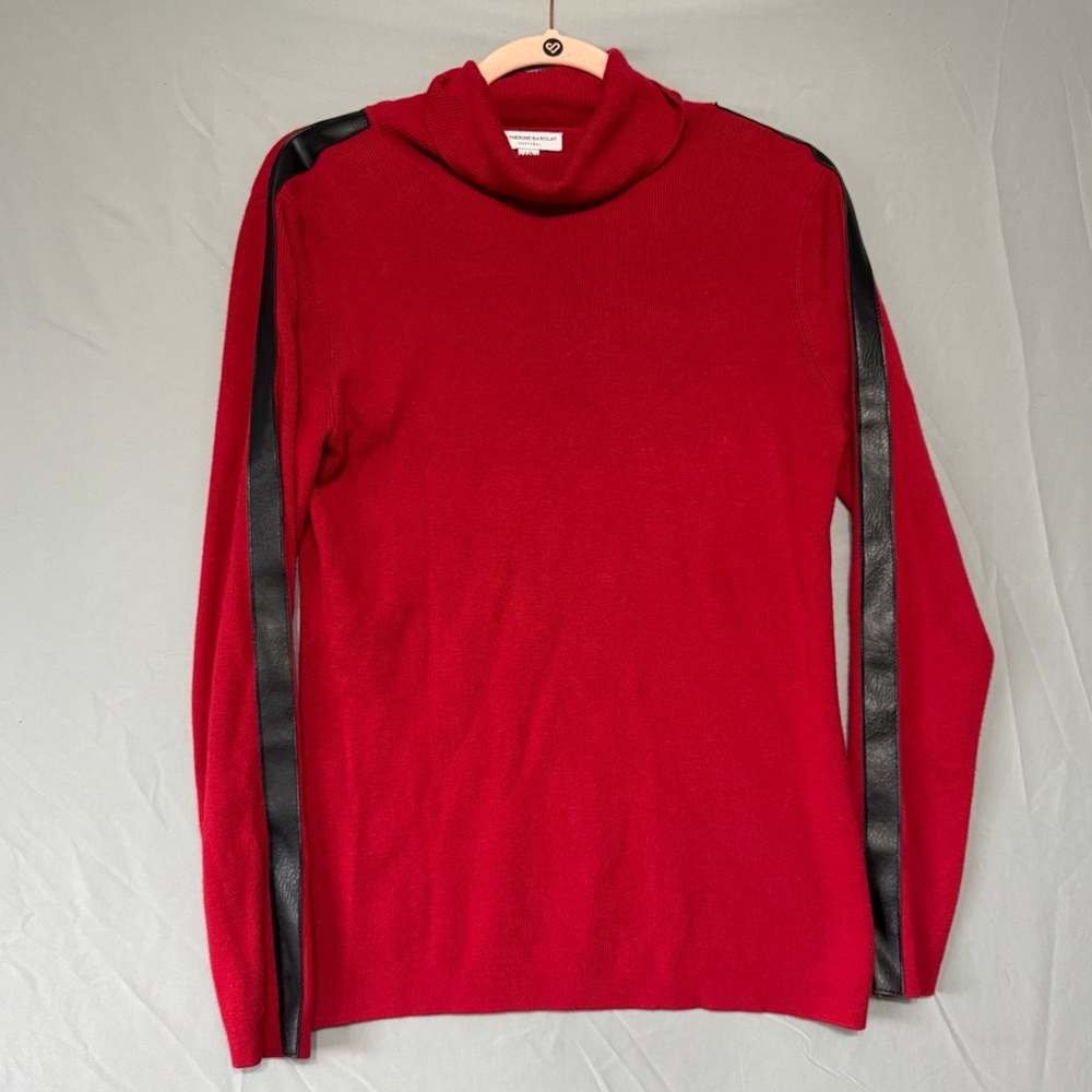 Katherine Barclay Womens Turtleneck Size L Red Cashmere Wool Retro Y2K Academia